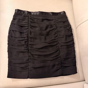 H&M Black Ruched Satin-Panel Mini Skirt